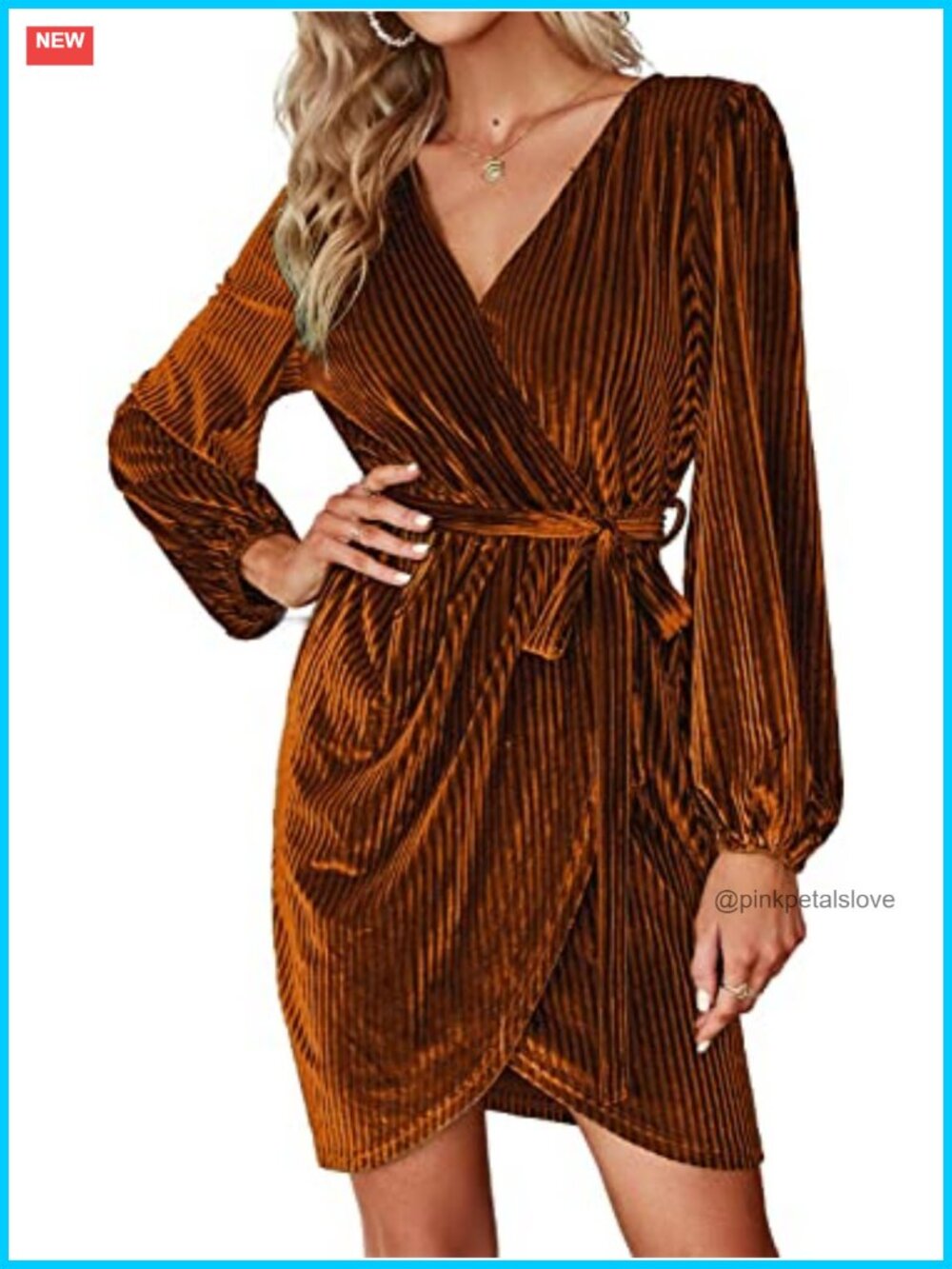 Velvet Wrap Mini Dress Long Sleeve Semi Formal Cocktail Party